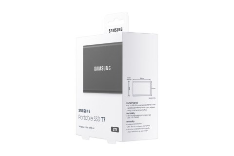 Samsung Dysk Samsung SSD T7 Portable 2TB MU-PC2T0T/WW szary