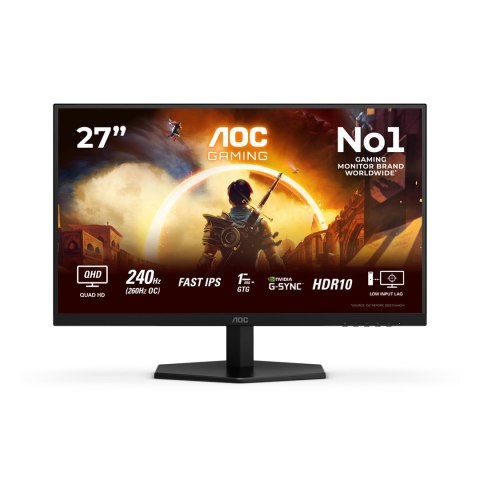 AOC Monitor Certyfikat AOC Q27G42ZE 27" IPS Złącze QHD 16:9 260 Hz 1 ms 2560 x 1440 pikseli 300 cd/m2 Ilość portów HDMI: 1 Czarny