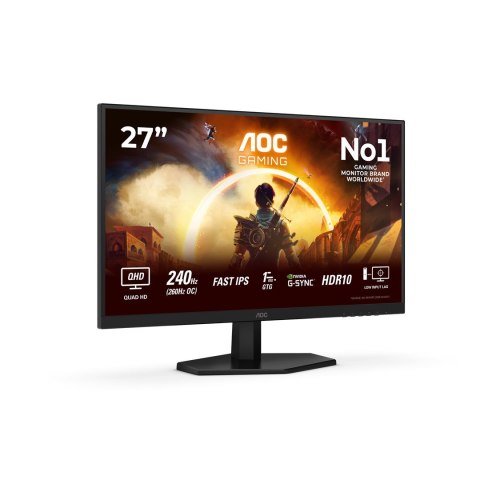 AOC Monitor Certyfikat AOC Q27G42ZE 27" IPS Złącze QHD 16:9 260 Hz 1 ms 2560 x 1440 pikseli 300 cd/m2 Ilość portów HDMI: 1 Czarny