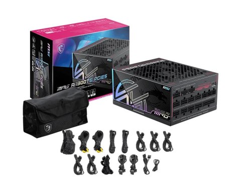 MSI MSI MPG Ai1300TS PCIE5 moduł zasilaczy 1300 W 24-pin ATX ATX Czarny