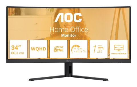 AOC AOC B3 CU34B3E monitor komputerowy 86,4 cm (34") 3440 x 1440 px Wide Quad HD LED Czarny