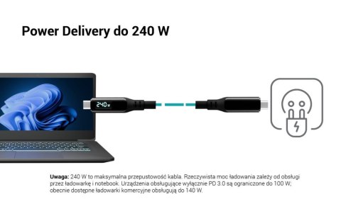I-tec Kabel Thunderbolt 4/USB4 Class Pro Cable 240W 2x 4K/120Hz 40Gbps LCD 150 cm