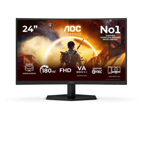 AOC AOC G4 23.6" VA FHD 180Hz monitor komputerowy 59,9 cm (23.6") 1920 x 1080 px Full HD LCD Czarny, Czerwony