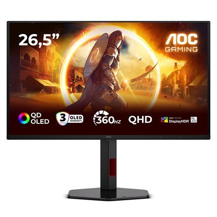 AOC AOC G4 Q27G4SDR monitor komputerowy 67,3 cm (26.5") 2560 x 1440 px Quad HD QD-OLED Czarny, Czerwony