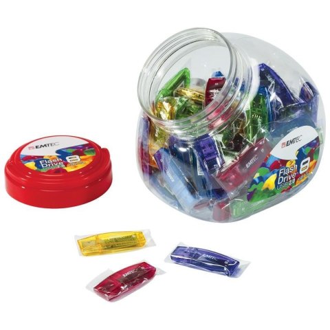 EMTEC Emtec C410 Color Mix - Candy Jar 2.0 pamięć USB 8 GB USB Typu-A Niebieski, Zielony, Fioletowy, Czerwony, Żółty
