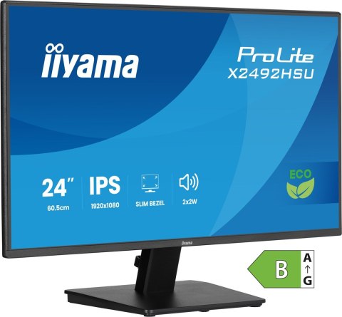 IIYAMA Iiyama ProLite 24-calowy panel IPS Full HD z wąskimi ramkami z każdej strony i klasą energetyczną B