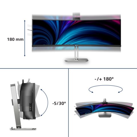 Philips Philips 49B2U6903CH/00 monitor komputerowy 124,5 cm (49") 5120 x 1440 px Dual QHD LCD Szary