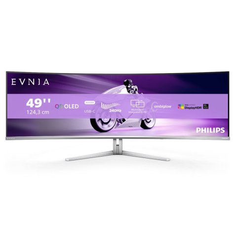 Philips Philips Evnia 8000 49M2C8900/00 monitor komputerowy 124,2 cm (48.9") 5120 x 1440 px Dual QHD QDOLED Biały