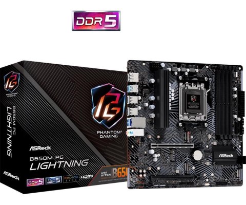 Asrock Asrock B650M PG Lightning AMD B650 Gniazdo AM5 micro ATX