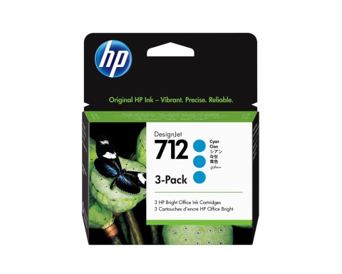 Hewlett-Packard Tusz HP 3ED77A 712 DesignJet 29ml (3szt.) Niebieski