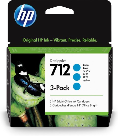 Hewlett-Packard Tusz HP 3ED77A 712 DesignJet 29ml (3szt.) Niebieski