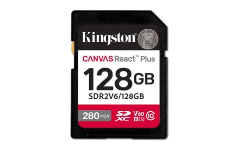 Kingston 128GB SDXC CANVAS REACT PLUS U3/UHS-II 280R/100W V60 FULL HD/4K
