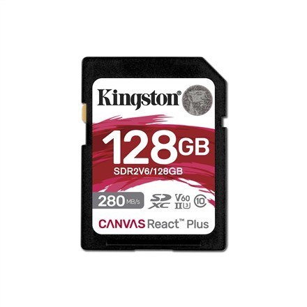 Kingston 128GB SDXC CANVAS REACT PLUS U3/UHS-II 280R/100W V60 FULL HD/4K