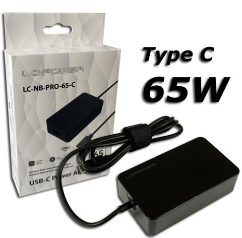 LC-POWER LC-Power LC-NB-PRO-65-C adapter zasilający/ inwentor Wewnętrzna 65 W Czarny