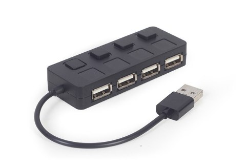 Gembird HUB USB 2.0 4-portowy z przełącznikami, czarny