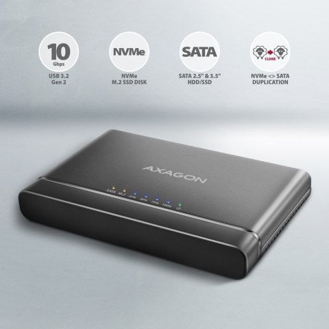AXAGON Axagon ADSA-CC USB-C 10Gbps - NVMe M.2 SSD & SATA 2.5/3.5 SSD/HDD CLONE MASTER 2 - Digital/Daten - NVMe USB 3.2 Gen 2 (3.1 Gen 2