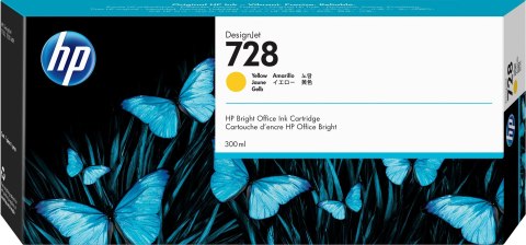 Hewlett-Packard HP Wkład z atramentem żółtym DesignJet 728 o pojemności 300 ml