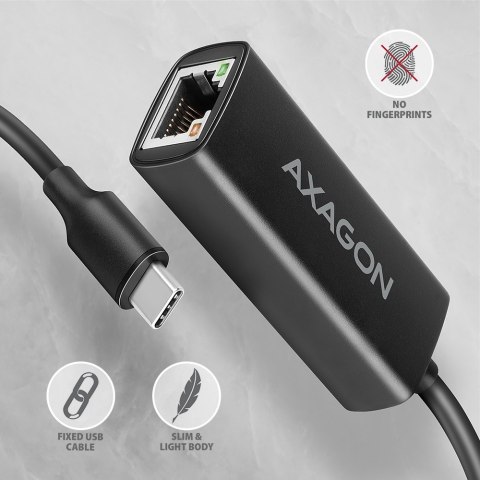 AXAGON ADE-ARC Karta sieciowa USB-C 5Gbps, port RJ-45 1Gbps, chipset Realtek RTL8153, automatyczna instalacja, Wake-on-LAN, kabel 15 cm