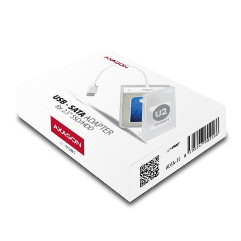 AXAGON ADSA-1S Adapter USB 2.0 SATA do szybkiego przyłączenia 2.5" SSD/HDD z pudełkiem