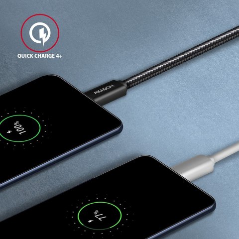 AXAGON BUCM32-CM15AB Kabel USB-C - USB-C 1,5 m, USB 20Gbps, ładowanie PD 100W/PPS/QC4+/AFC, wideo 4K/60Hz, E-Marker, aluminiowe wtyki, 