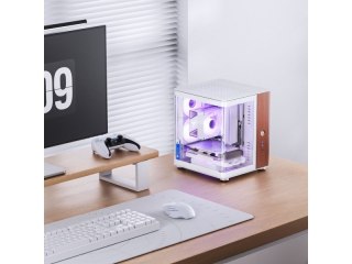 Jonsbo Obudowa PC Jonsbo TK-0, Mini-Tower, Mini-ITX, Tempered Glass, Holz - weiß