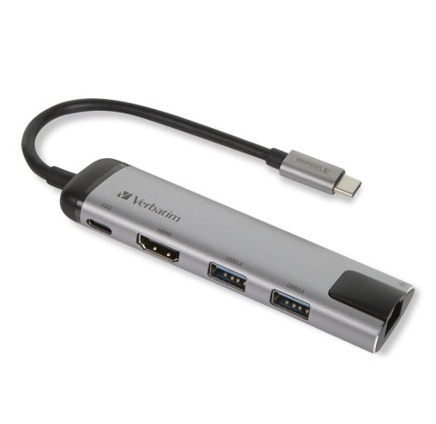 Verbatim Verbatim 49141 stacja dokująca USB 3.2 Gen 1 (3.1 Gen 1) Type-C Czarny, Srebrny