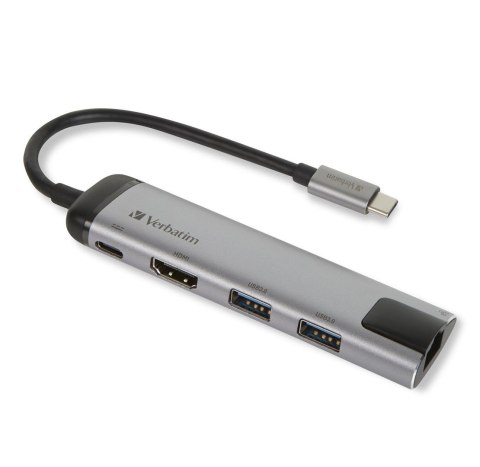 Verbatim Verbatim 49141 stacja dokująca USB 3.2 Gen 1 (3.1 Gen 1) Type-C Czarny, Srebrny