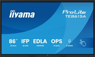 IIYAMA Monitor interaktywny 86 cali TE8615A-B2AG IPS,4K,40pkt,550cd,DeepContrast-IR+, HDMI x2,DP,USB-C, 2 x 20W, OPS Slot x1, 5xUSB,