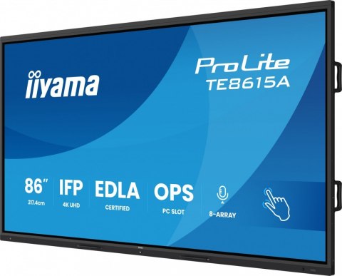 IIYAMA Monitor interaktywny 86 cali TE8615A-B2AG IPS,4K,40pkt,550cd,DeepContrast-IR+, HDMI x2,DP,USB-C, 2 x 20W, OPS Slot x1, 5xUSB,