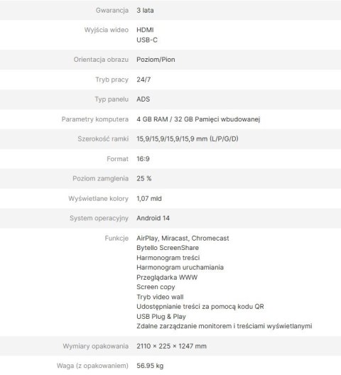 AVTEK AVTEK MONITOR INFORMACYJNY DS2 86"