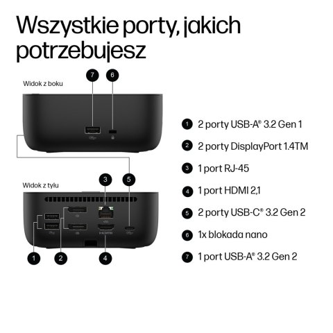 Hewlett-Packard Stacja dokująca + zasilacz HP USB-C Dock G6 100W czarna 9X3V1UT#ABB