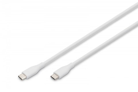 Digitus Kabel połączeniowy silikonowy USB-C - USB-C, USB 2.0 60W, 1m Biały