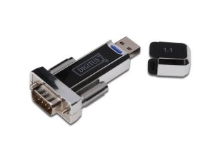 Digitus Konwerter / Adapter USB-A 1.1 męski do RS232 (DB9) męski | Chipset Prolific PL2303GT | Mocowanie na śruby | z dodatkowym kablem 