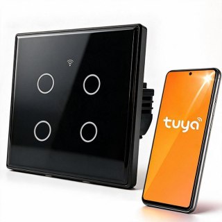 Qoltec Inteligentny dotykowy 4-kanałowy włącznik wyłącznik światła | Wi-Fi | Timer