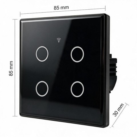 Qoltec Inteligentny dotykowy 4-kanałowy włącznik wyłącznik światła | Wi-Fi | Timer