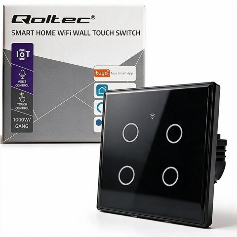 Qoltec Inteligentny dotykowy 4-kanałowy włącznik wyłącznik światła | Wi-Fi | Timer