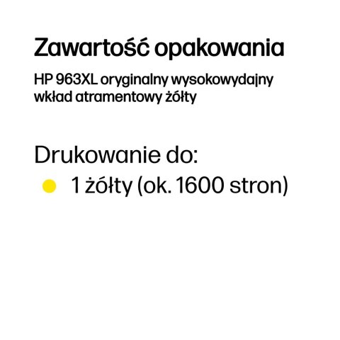 Hewlett-Packard HP 963XL oryginalny wysokowydajny wkład atramentowy żółty