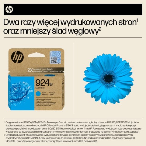 Hewlett-Packard HP Oryginalny błękitny tusz 924e EvoMore