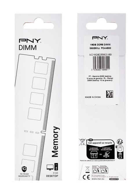PNY Technologies PNY Performance DDR5 5600MHz 16G moduł pamięci 16 GB 1 x 16 GB 288-pin DIMM