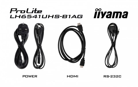 IIYAMA Monitor 65 cali LH6541UHS-B1AG VA,4K,24/7,LAN,USB,HDMI,500cd/m2, Haze(25%),2x10W,Pion/Poziom