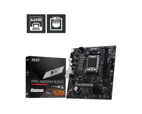 MSI Płyta główna PRO A620AM-B EVO AM5 2DDR5 HDMI/VGA mATX