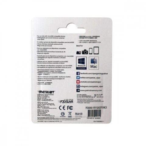 Patriot Karta pamięci microSDXC 128GB V30