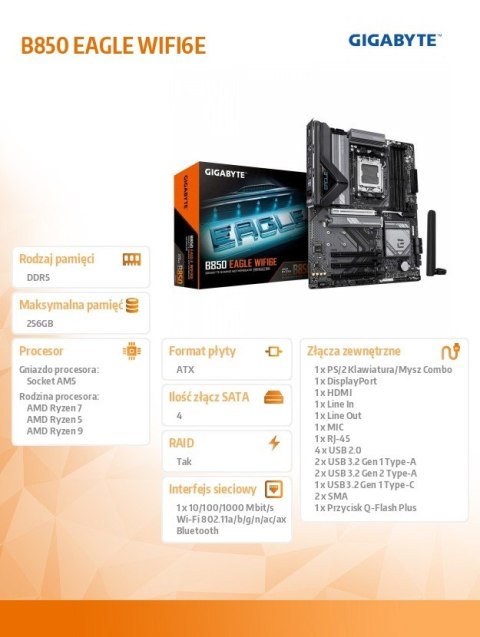 Gigabyte Płyta główna B850 EAGLE WIFI6E