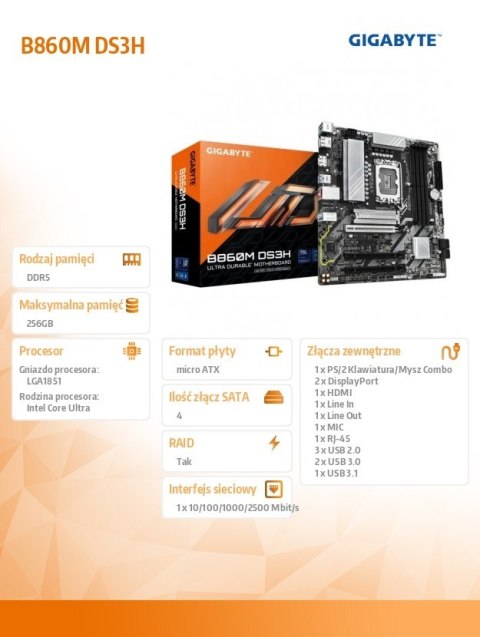 Gigabyte Płyta główna B860M DS3H