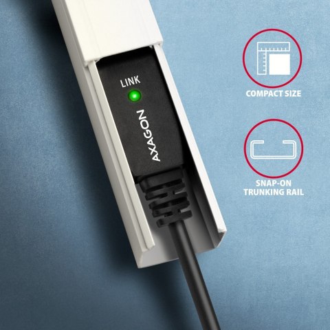 AXAGON ADR-215B Kabel aktywny USB-A - USB-B 15 m, USB 2.0, do drukarek i skanerów, opcjonalne zasilanie 5V (jack), możliwość łączenia