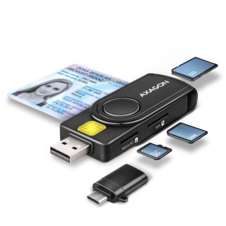 AXAGON Czytnik kart identyfikacyjnych & SD/microSD/SIM card PocketReader USB CRE-SMP2A