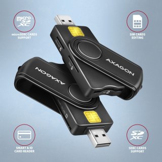AXAGON Czytnik kart identyfikacyjnych & SD/microSD/SIM card PocketReader USB CRE-SMP2A
