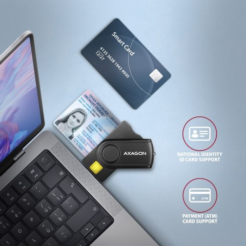 AXAGON Czytnik kart identyfikacyjnych & SD/microSD/SIM card PocketReader USB CRE-SMP2A