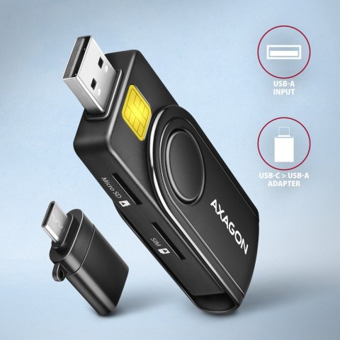 AXAGON Czytnik kart identyfikacyjnych & SD/microSD/SIM card PocketReader USB CRE-SMP2A