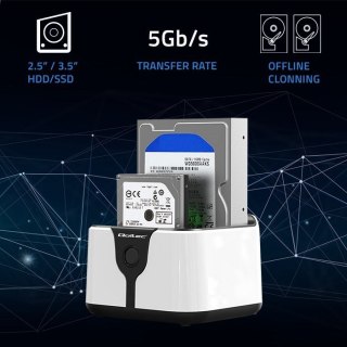 Qoltec QOLTEC STACJA DOKUJĄCA DO DYSKÓW HDD SSD 2.5" 3.5" | SATA III | USB 3.0 | SUPER SPEED 5GB/S | Z FUNKCJĄ KLONOWANIA OFFLINE
